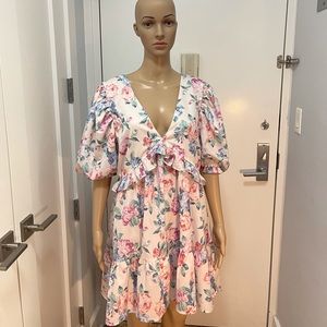 Like new puff sleeve ruffle dress